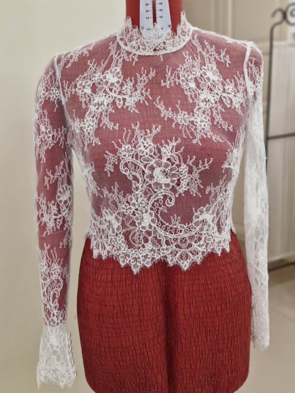 Ivory Long Sleeve Lace Bridal Gown Topper / Bolero